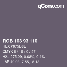 カラーコード: RGB 103 93 110 | qconv.com