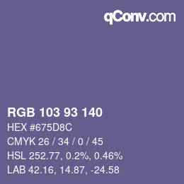 Code couleur: RGB 103 93 140 | qconv.com