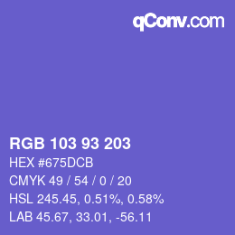 颜色代码: RGB 103 93 203 | qconv.com