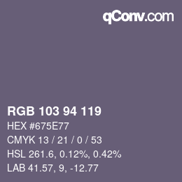 Farbcode: RGB 103 94 119 | qconv.com