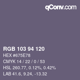 Código de color: RGB 103 94 120 | qconv.com