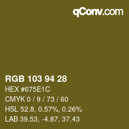 Color code: RGB 103 94 28 | qconv.com
