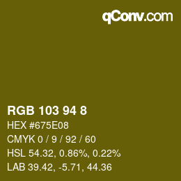 Color code: RGB 103 94 8 | qconv.com