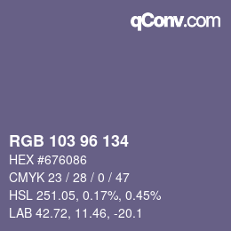 Código de color: RGB 103 96 134 | qconv.com