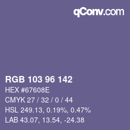 Color code: RGB 103 96 142 | qconv.com