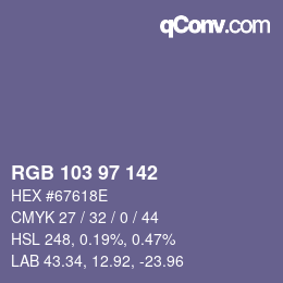 Color code: RGB 103 97 142 | qconv.com