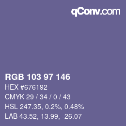 Color code: RGB 103 97 146 | qconv.com