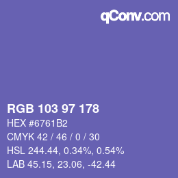 Color code: RGB 103 97 178 | qconv.com