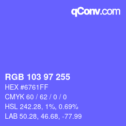 Color code: RGB 103 97 255 | qconv.com