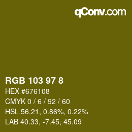Color code: RGB 103 97 8 | qconv.com