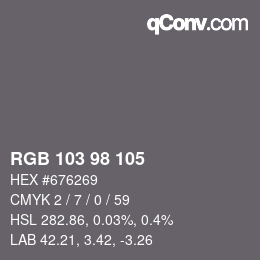 カラーコード: RGB 103 98 105 | qconv.com