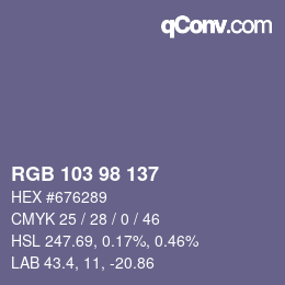 Color code: RGB 103 98 137 | qconv.com