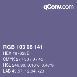 Color code: RGB 103 98 141 | qconv.com