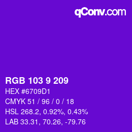 Color code: RGB 103 9 209 | qconv.com