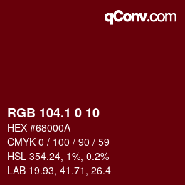 カラーコード: RGB 104.1 0 10 | qconv.com