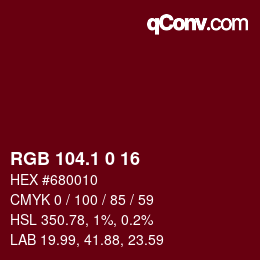 カラーコード: RGB 104.1 0 16 | qconv.com
