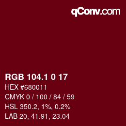 カラーコード: RGB 104.1 0 17 | qconv.com