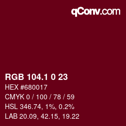 カラーコード: RGB 104.1 0 23 | qconv.com