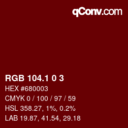 カラーコード: RGB 104.1 0 3 | qconv.com
