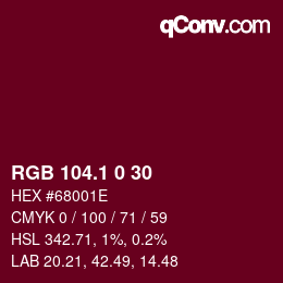 カラーコード: RGB 104.1 0 30 | qconv.com