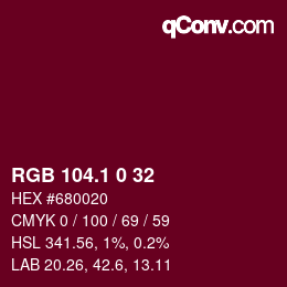 カラーコード: RGB 104.1 0 32 | qconv.com