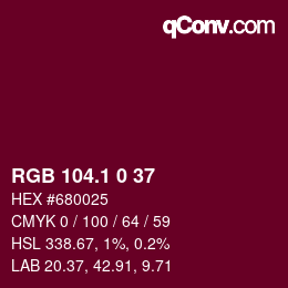 カラーコード: RGB 104.1 0 37 | qconv.com
