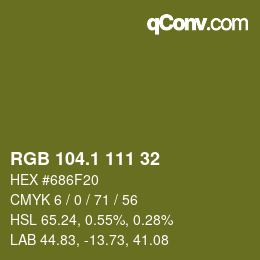 カラーコード: RGB 104.1 111 32 | qconv.com