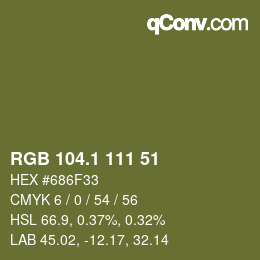カラーコード: RGB 104.1 111 51 | qconv.com