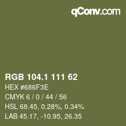 カラーコード: RGB 104.1 111 62 | qconv.com
