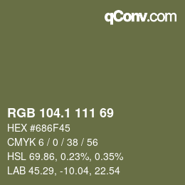 カラーコード: RGB 104.1 111 69 | qconv.com