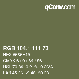 カラーコード: RGB 104.1 111 73 | qconv.com