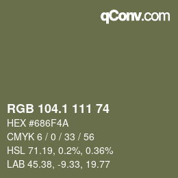 カラーコード: RGB 104.1 111 74 | qconv.com