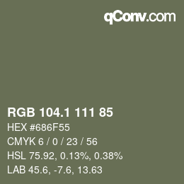 カラーコード: RGB 104.1 111 85 | qconv.com