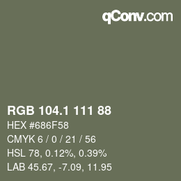 カラーコード: RGB 104.1 111 88 | qconv.com