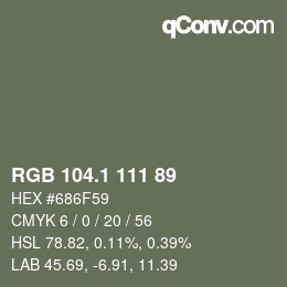 カラーコード: RGB 104.1 111 89 | qconv.com