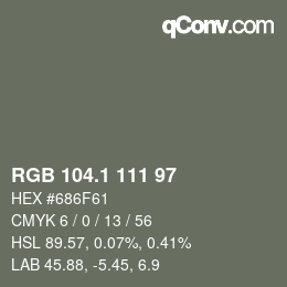 カラーコード: RGB 104.1 111 97 | qconv.com