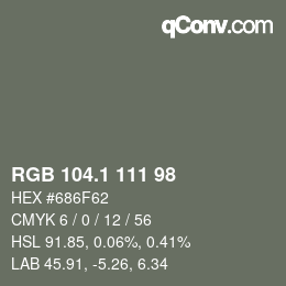 Color code: RGB 104.1 111 98 | qconv.com