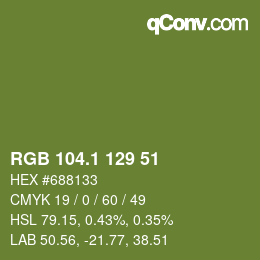 カラーコード: RGB 104.1 129 51 | qconv.com