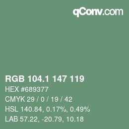 カラーコード: RGB 104.1 147 119 | qconv.com