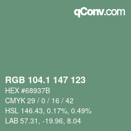 カラーコード: RGB 104.1 147 123 | qconv.com