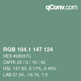 Color code: RGB 104.1 147 124 | qconv.com
