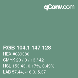 カラーコード: RGB 104.1 147 128 | qconv.com