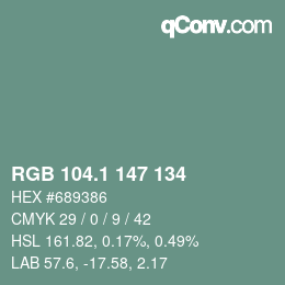 Color code: RGB 104.1 147 134 | qconv.com