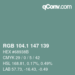 Color code: RGB 104.1 147 139 | qconv.com