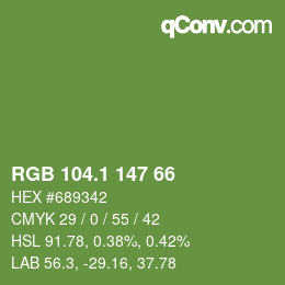 カラーコード: RGB 104.1 147 66 | qconv.com