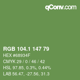 カラーコード: RGB 104.1 147 79 | qconv.com