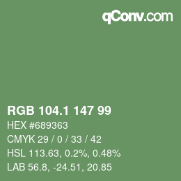カラーコード: RGB 104.1 147 99 | qconv.com