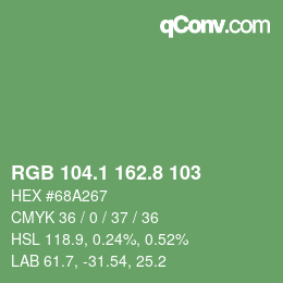 カラーコード: RGB 104.1 162.8 103 | qconv.com
