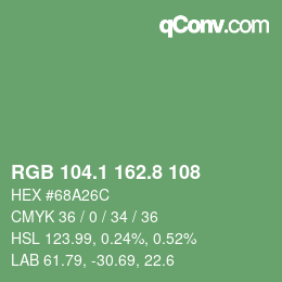 カラーコード: RGB 104.1 162.8 108 | qconv.com