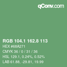 カラーコード: RGB 104.1 162.8 113 | qconv.com